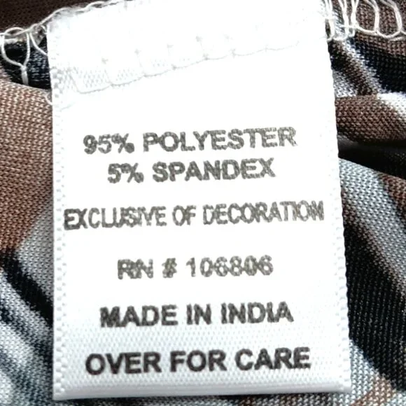 EMILY DANIELS-Women's Top-Brushed Abstract-3/4 Sleeve-SMALL-Black-Gray-Tan-White - Picture 14 of 15